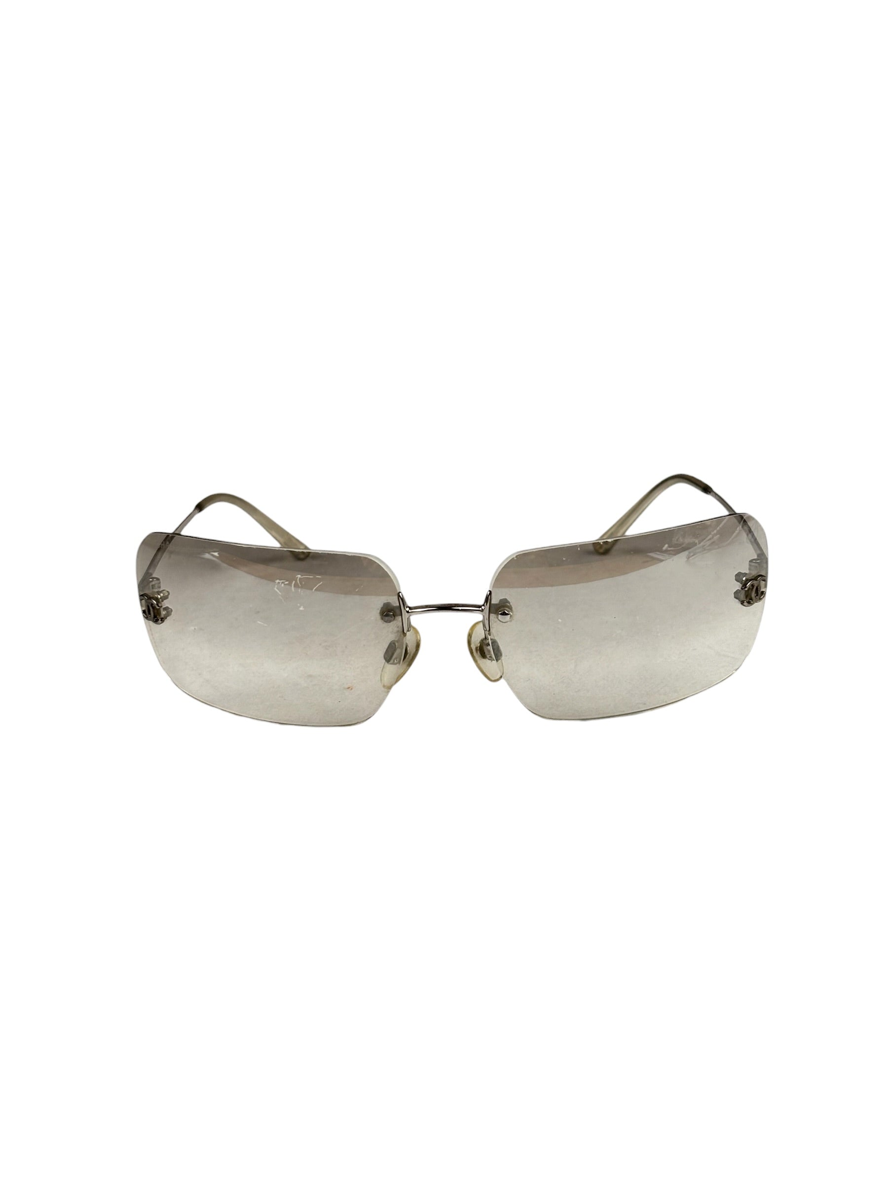 Chanel Y2k Silver Rimless 4017-D Sunglasses