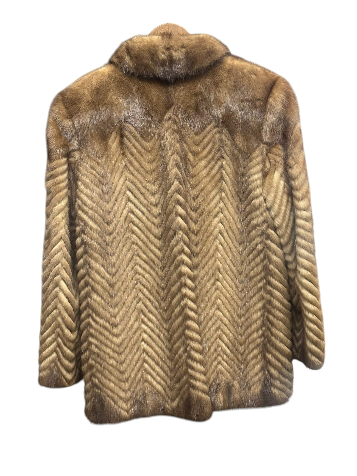 Vintage Brown Chevron Mink Fur Coat
