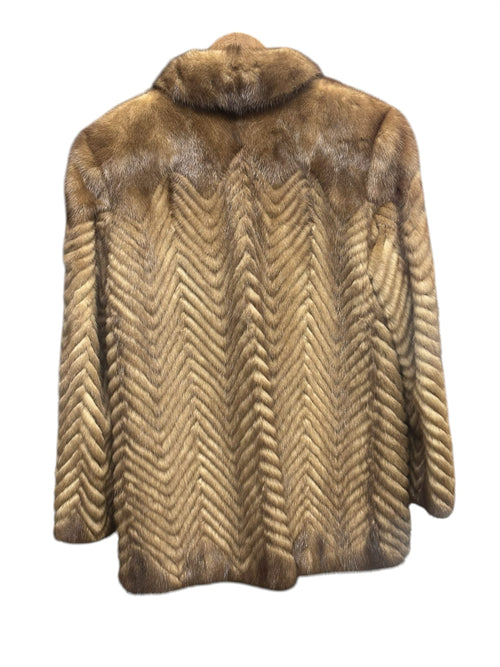 Vintage Brown Chevron Mink Fur Coat