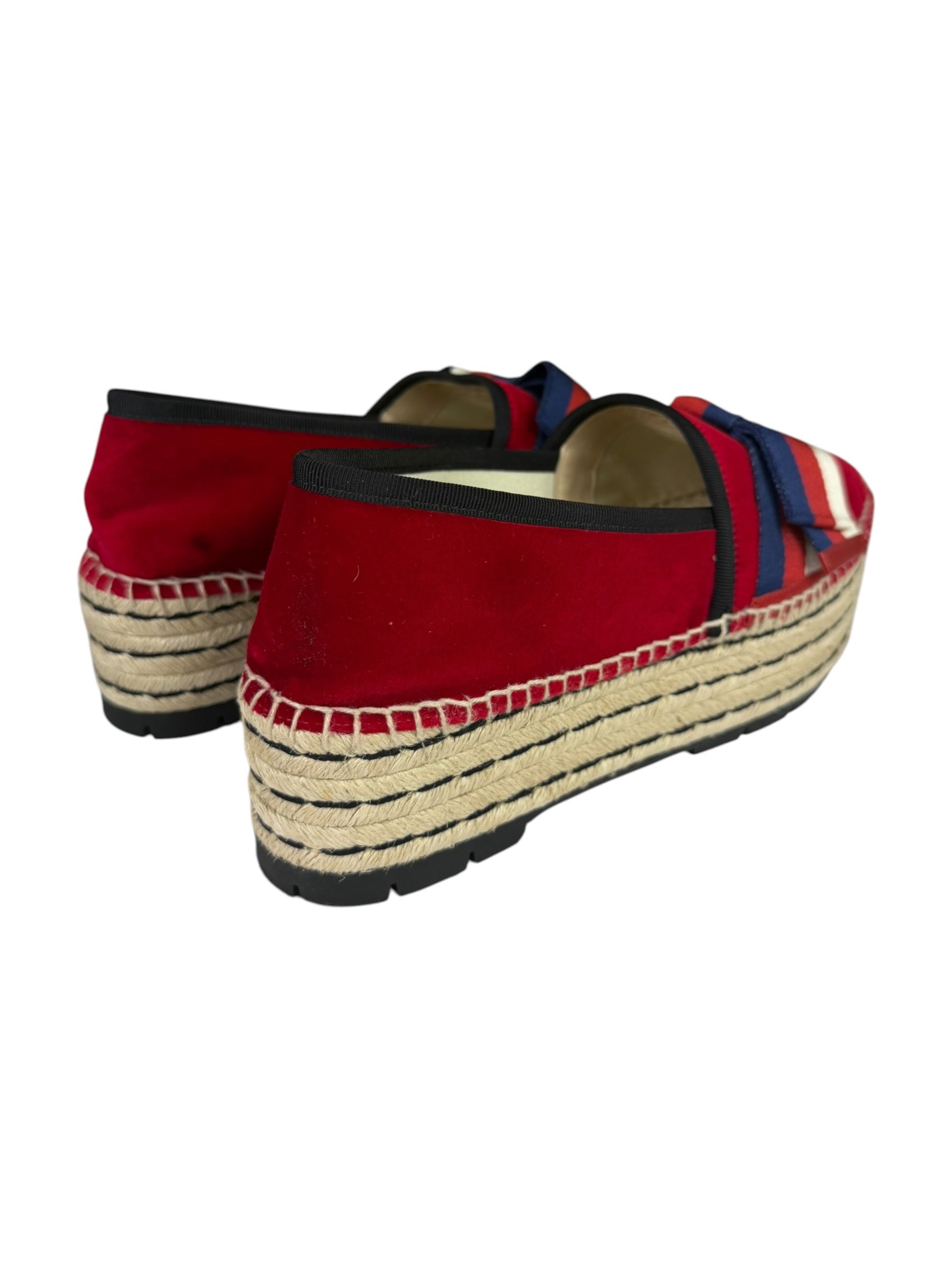 Gucci Red Velvet Pilar Platform Espadrilles