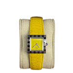 Givenchy Vinatge Yellow Leather Strapped Apsaras Yellow Square Dial Watch