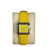 Givenchy Vinatge Yellow Leather Strapped Apsaras Yellow Square Dial Watch