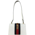 Gucci White Leather Sylvie Chain Shoulder Bag
