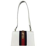 Gucci White Leather Sylvie Chain Shoulder Bag
