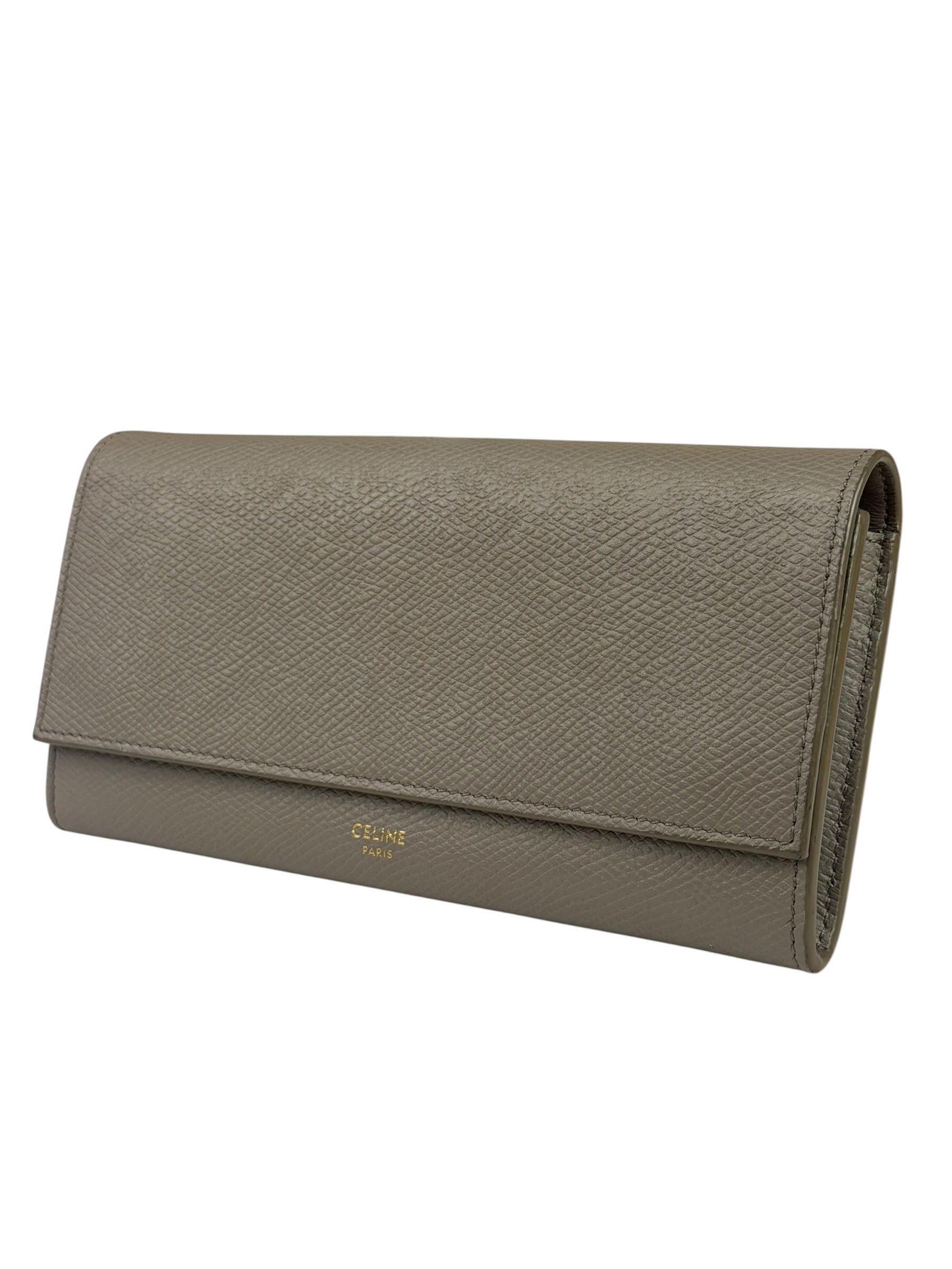 Celine Grey Leather Long Flap Wallet