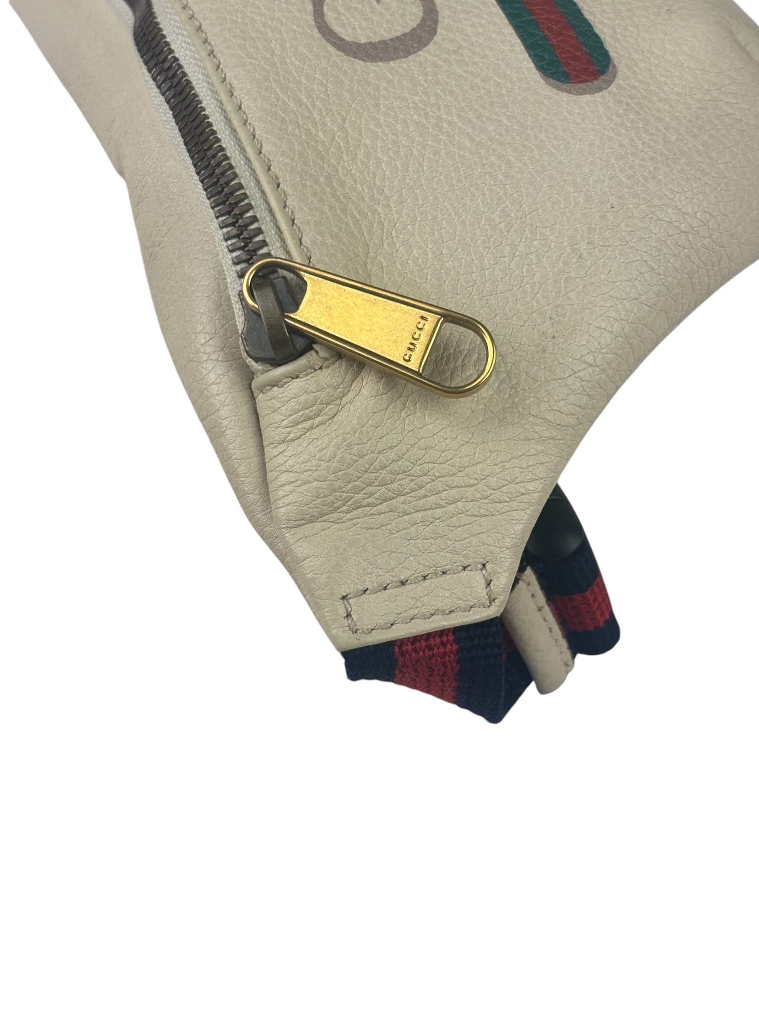 Gucci Cream Leather Print Belt Bag