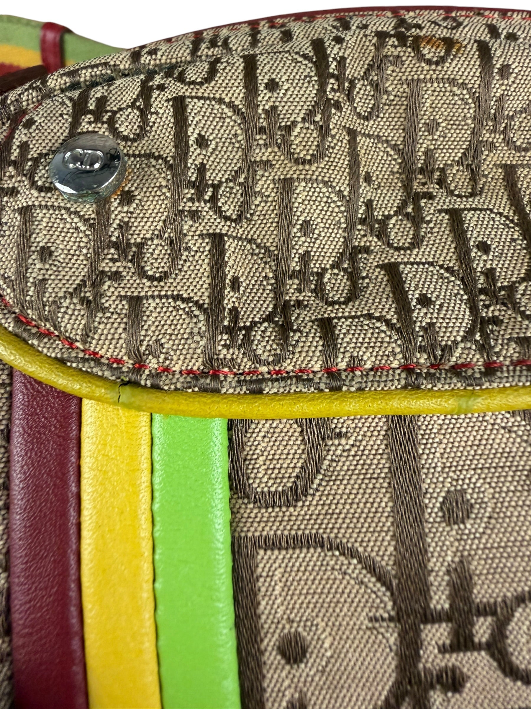 Christian Dior Vintage Trotter Canvas Rasta Crossbody Bag