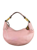 Gucci Pink Pebbled Leather Bamboo Ring Medium Hobo Bag