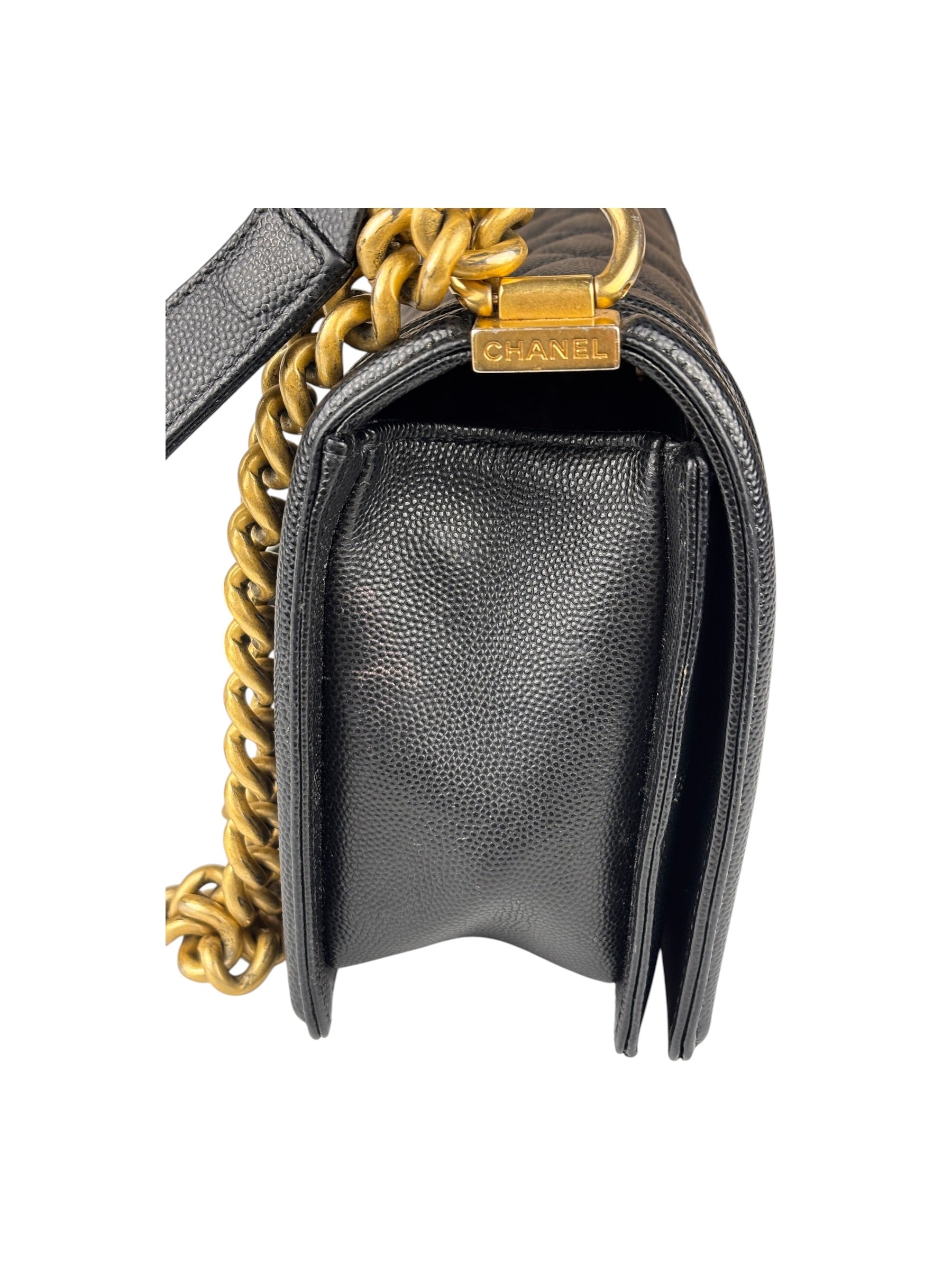 Chanel Black Caviar Leather Boy Bag