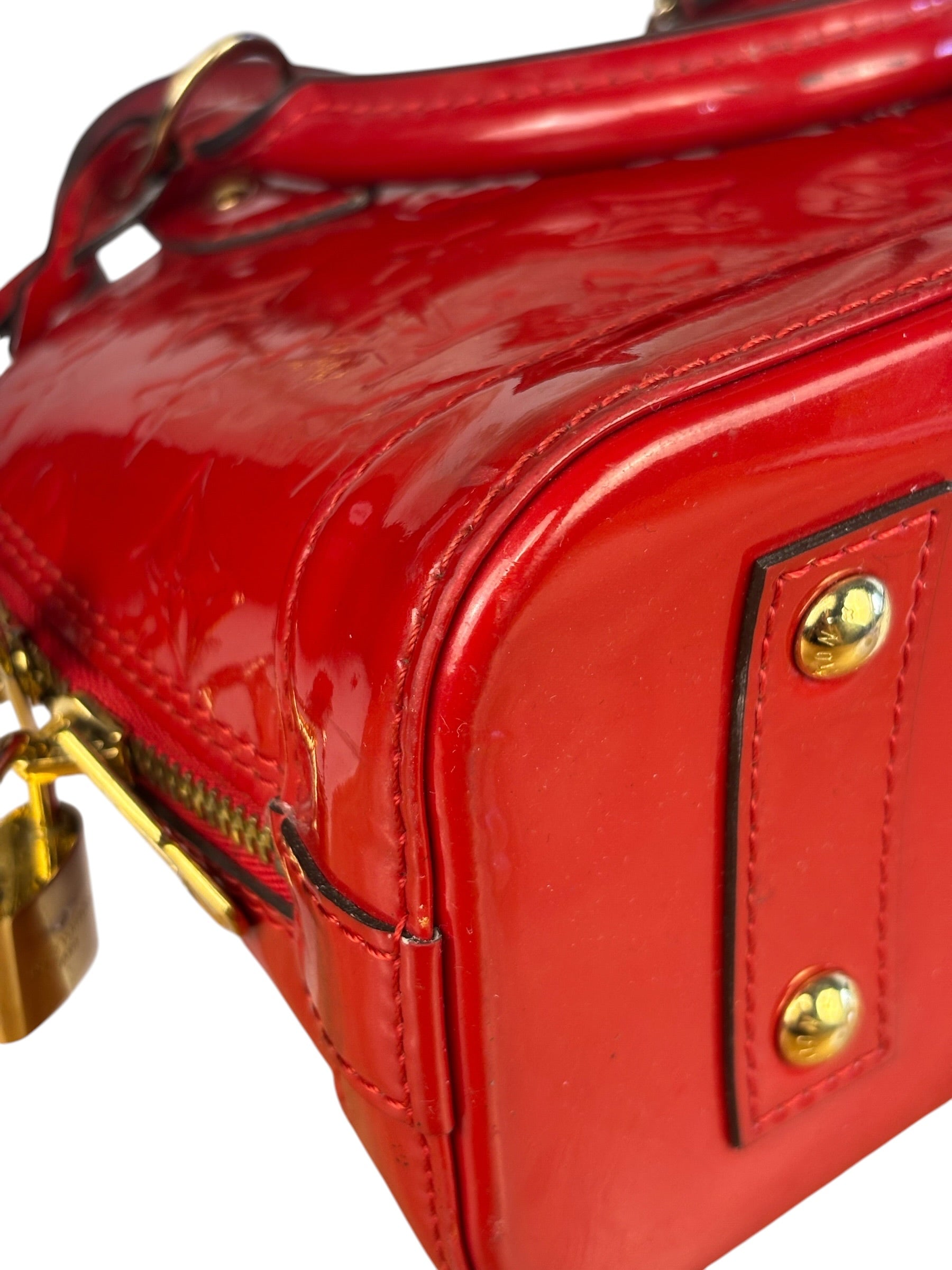 Louis Vuitton Red Vernis Alma BB Handbag