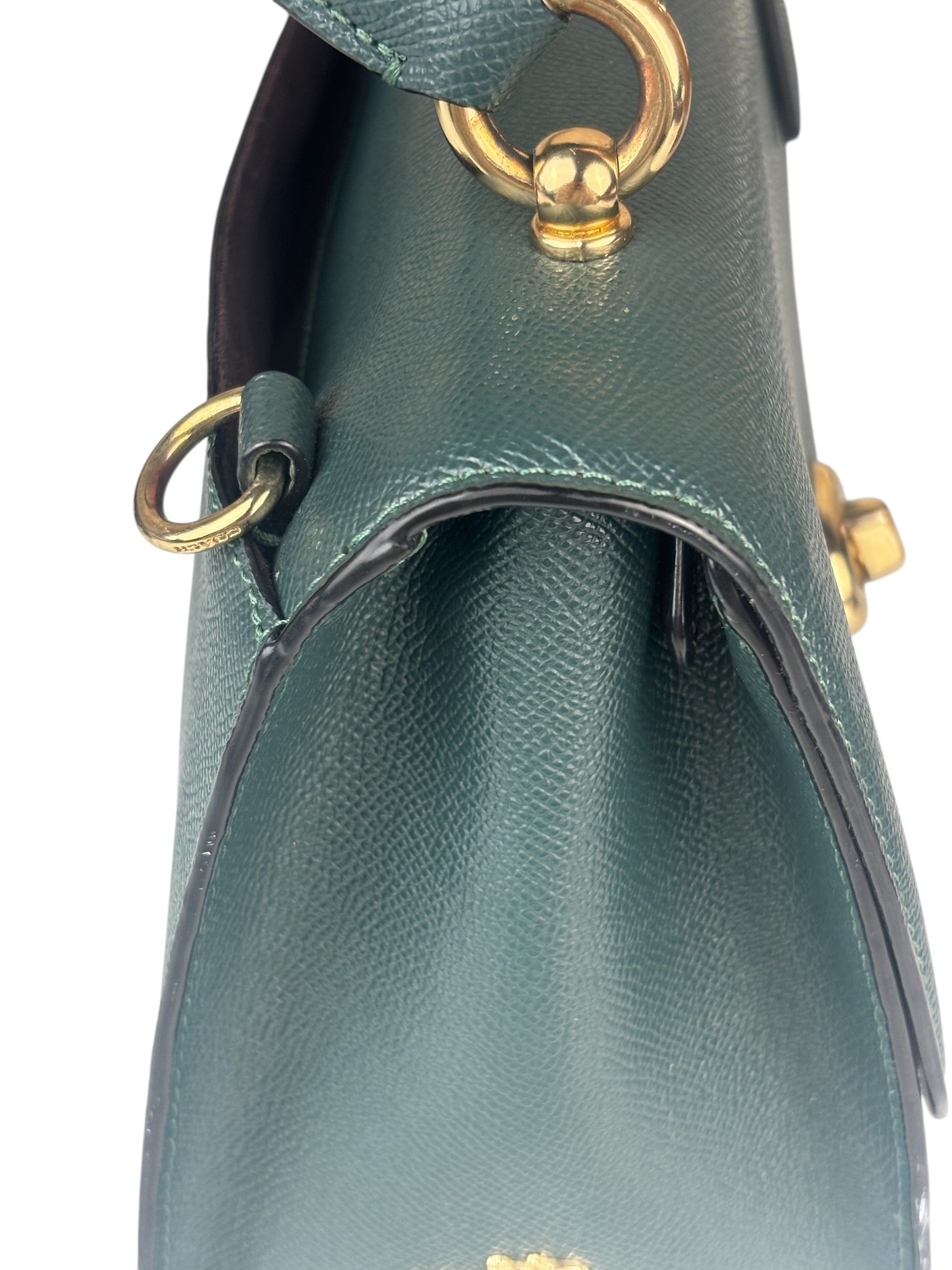 Coach Teal Crossgrain Leather Tilly Satchel 23 Two-Way Bag