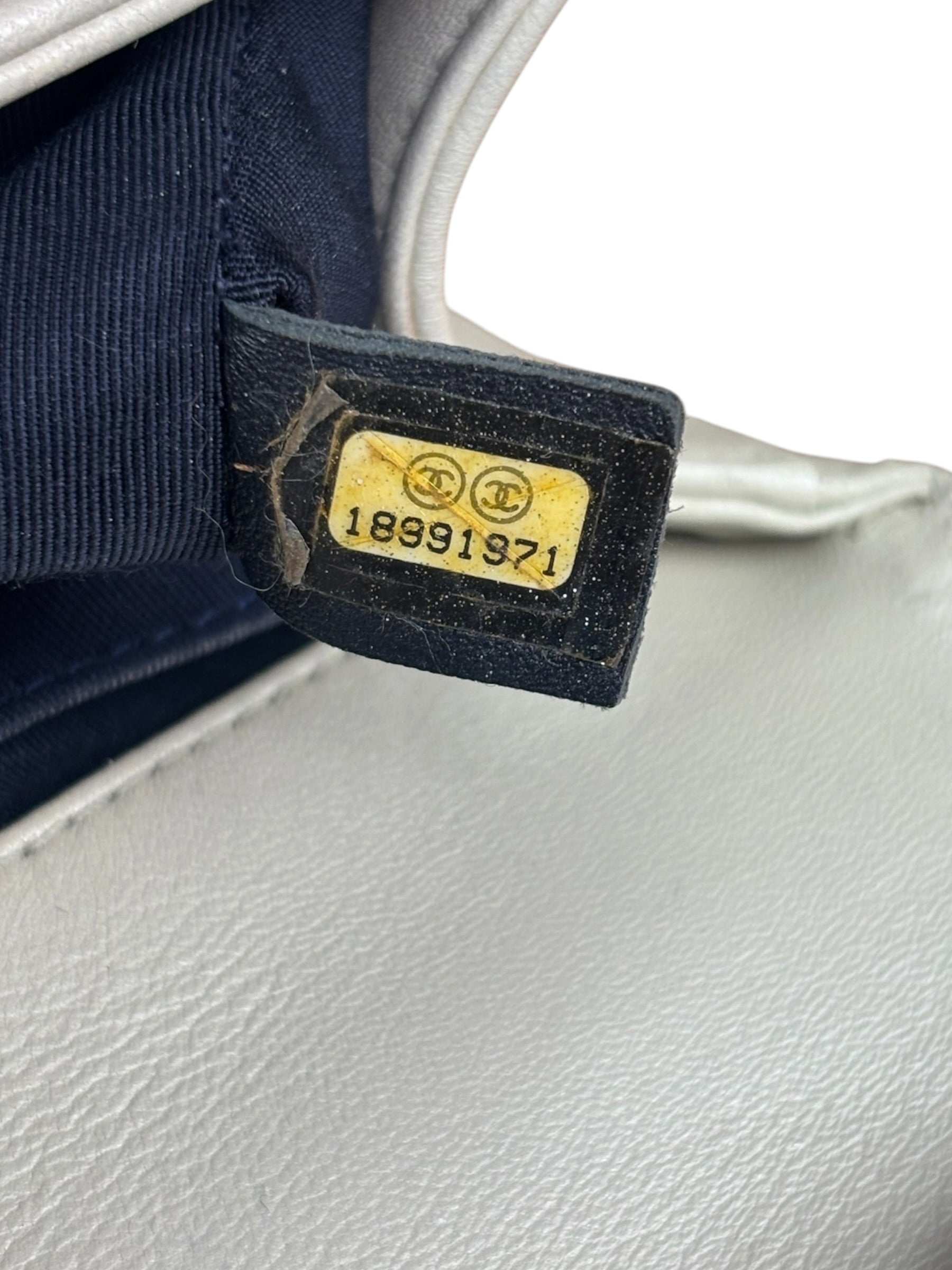 Chanel White Leather Cube Boy Bag 2014
