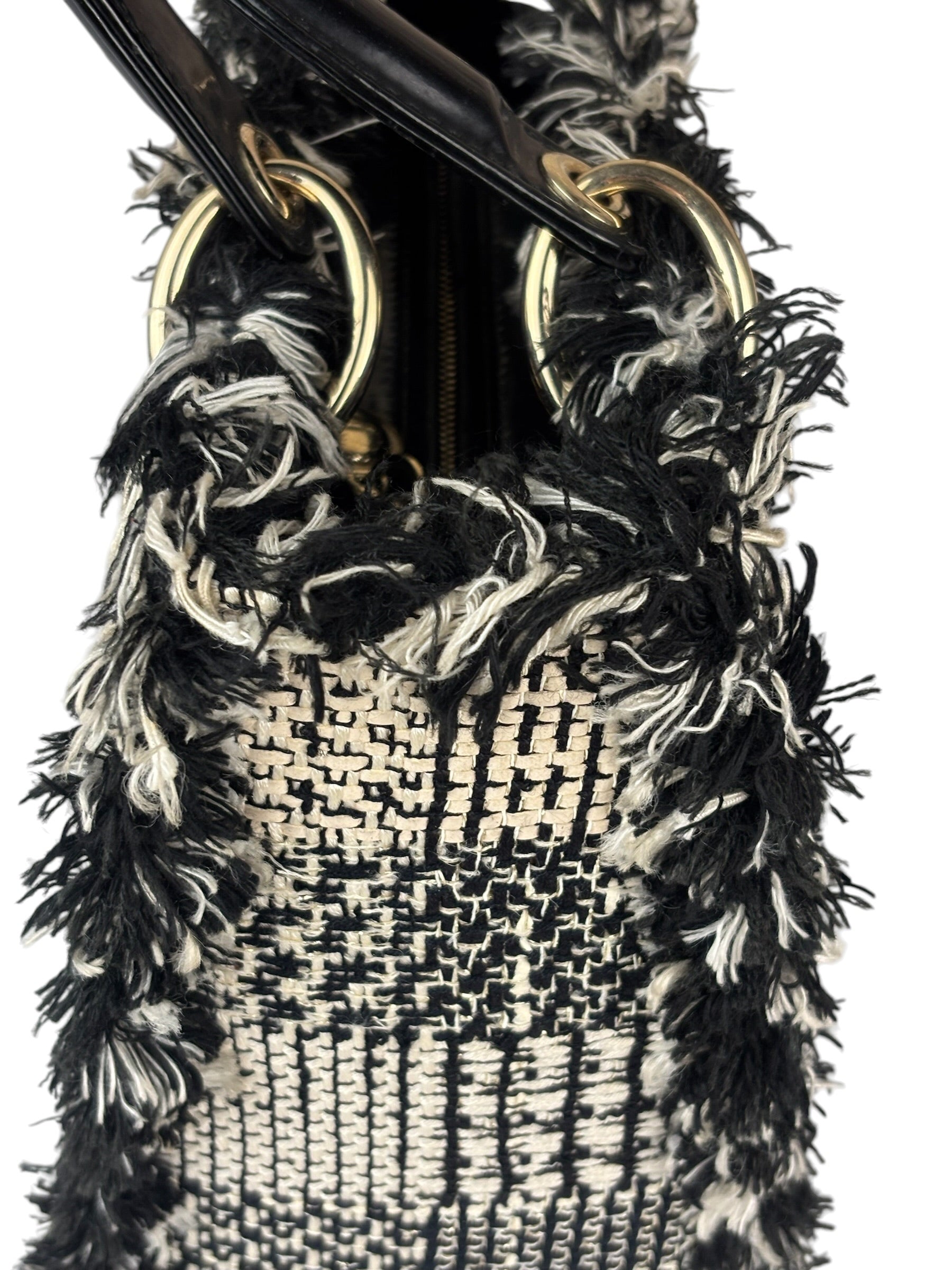 Christian Dior Black/White Tweed Lady Dior Two-Way Bag
