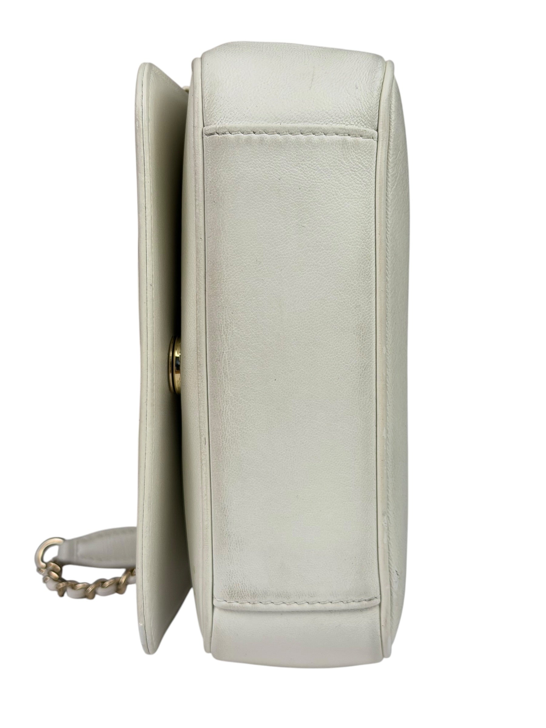 Chanel White Leather CC Mania Flap Bag 2019