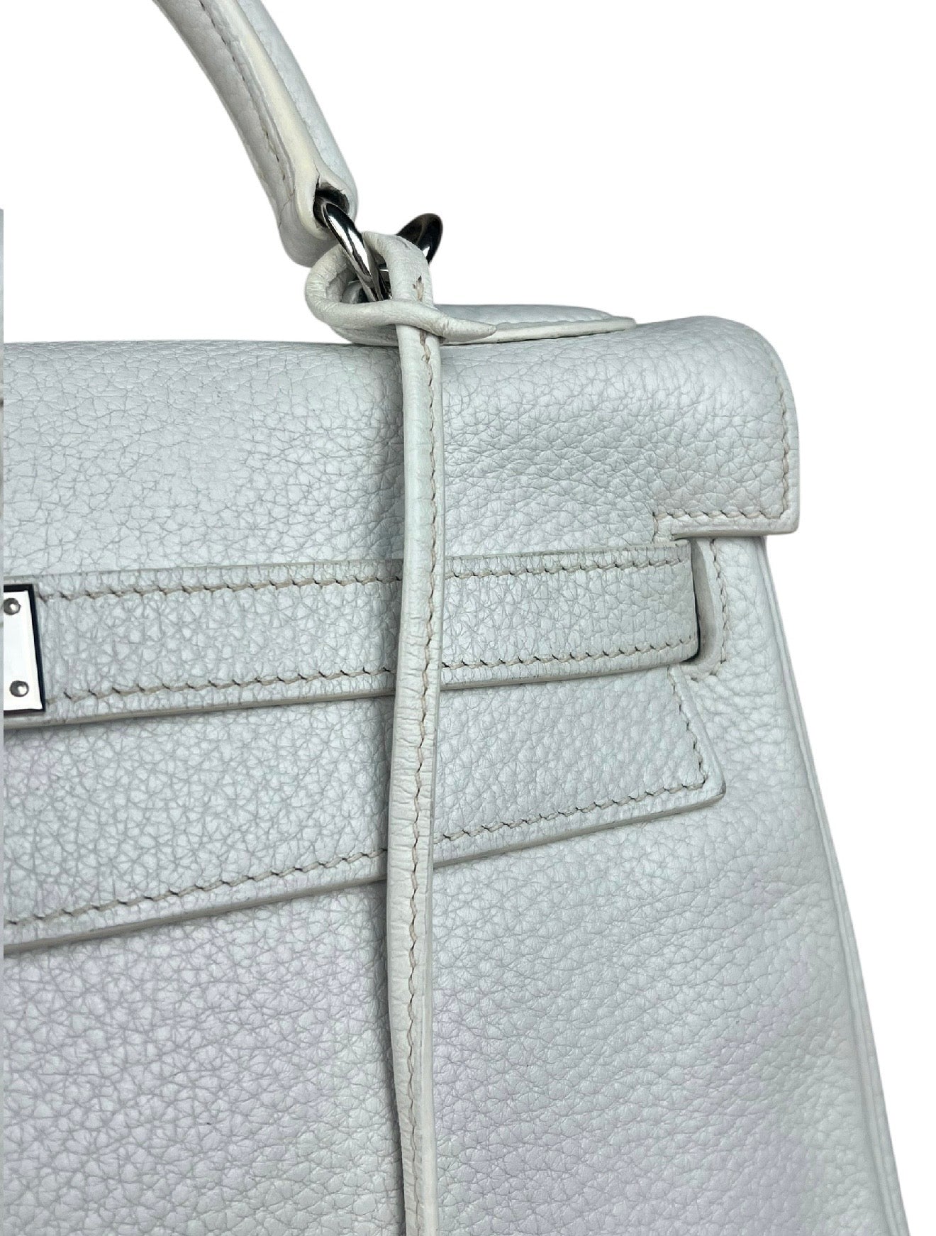Hermes Kelly 32 White Clemence Leather Handbag 2008