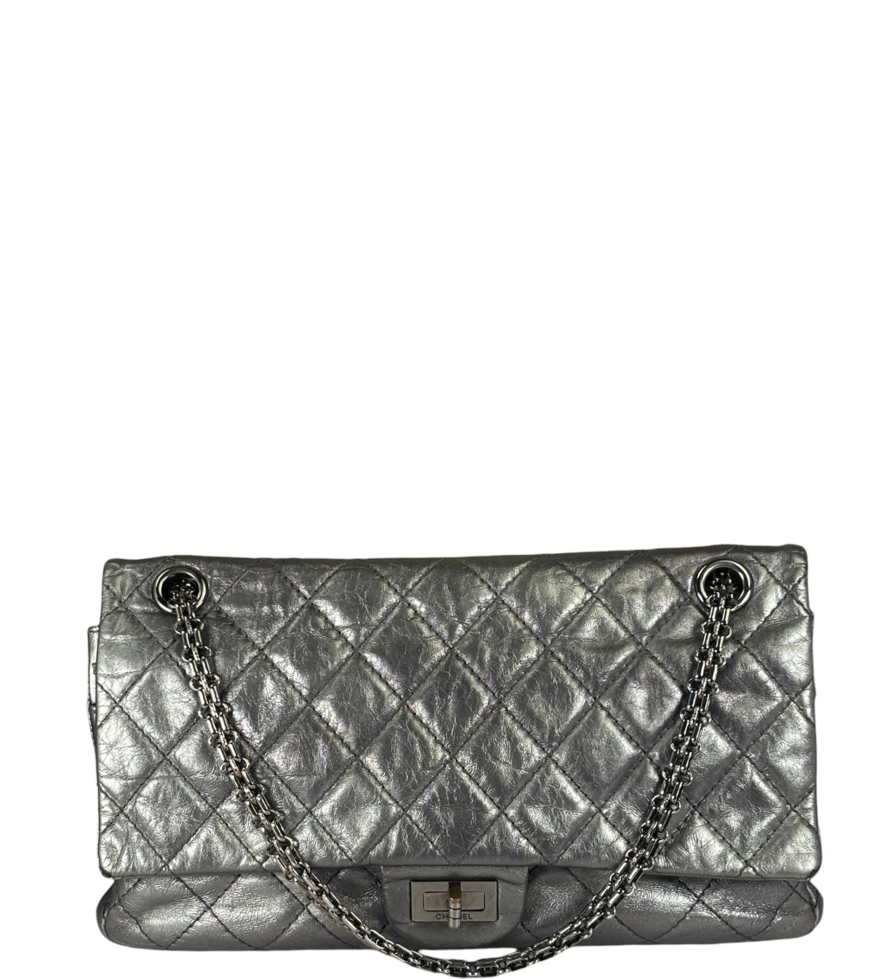Chanel Metallic Silver Quilted Leather 2.55 Reissue Double Flap Bag 2008