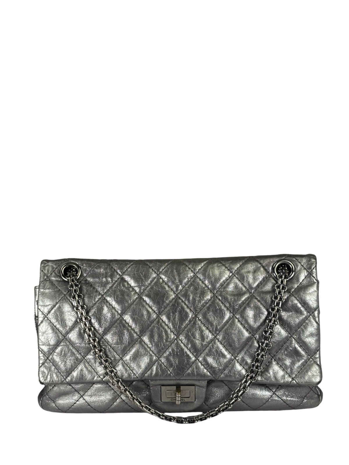 Chanel Metallic Silver Quilted Leather 2.55 Reissue Double Flap Bag 2008