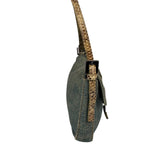 Fendi Denim/Snakeskin Trim Mini Baguette