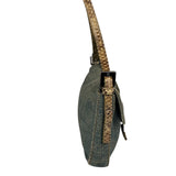 Fendi Denim/Snakeskin Trim Mini Baguette