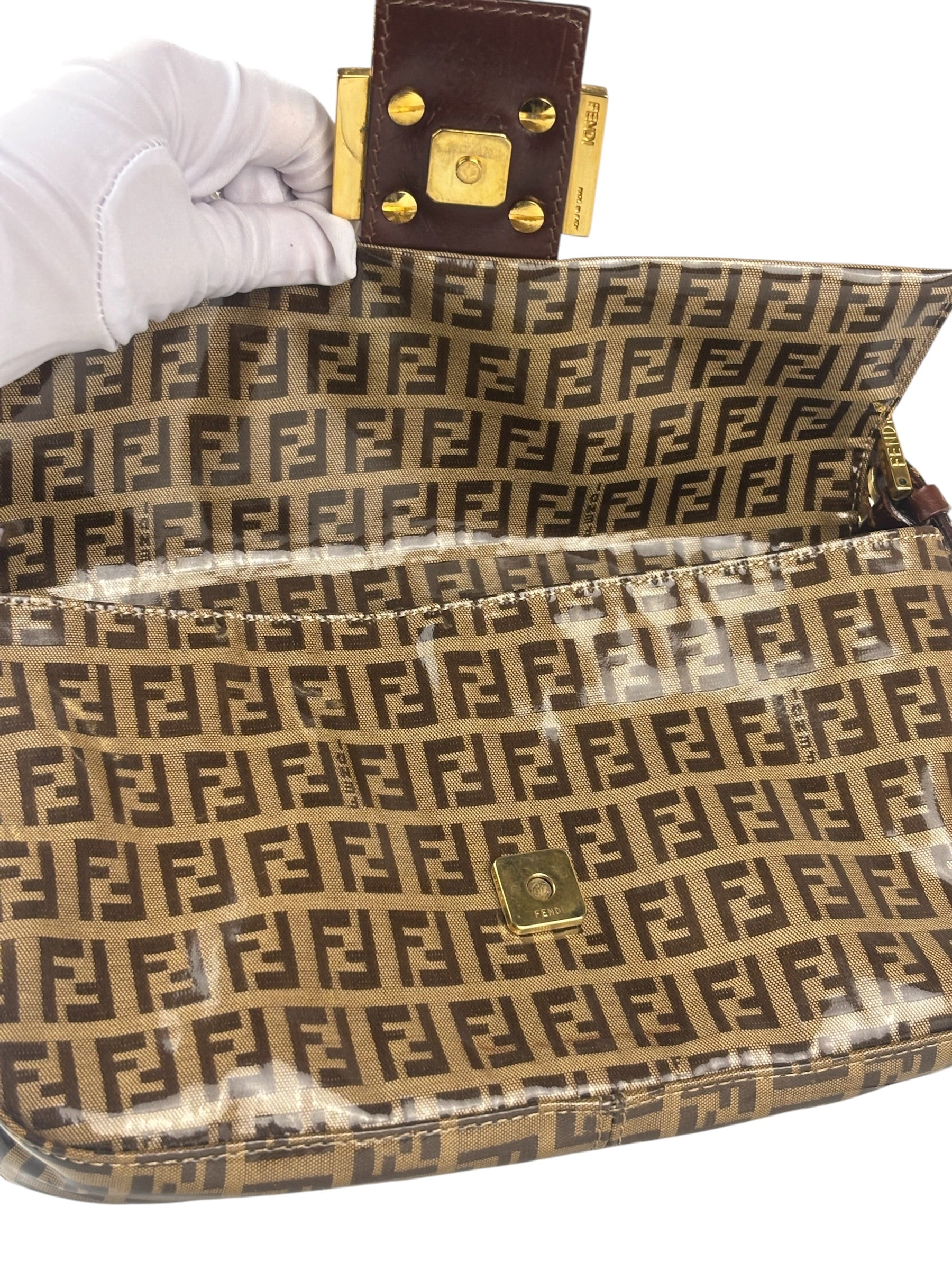 Fendi Brown PVC Zucca Baguette
