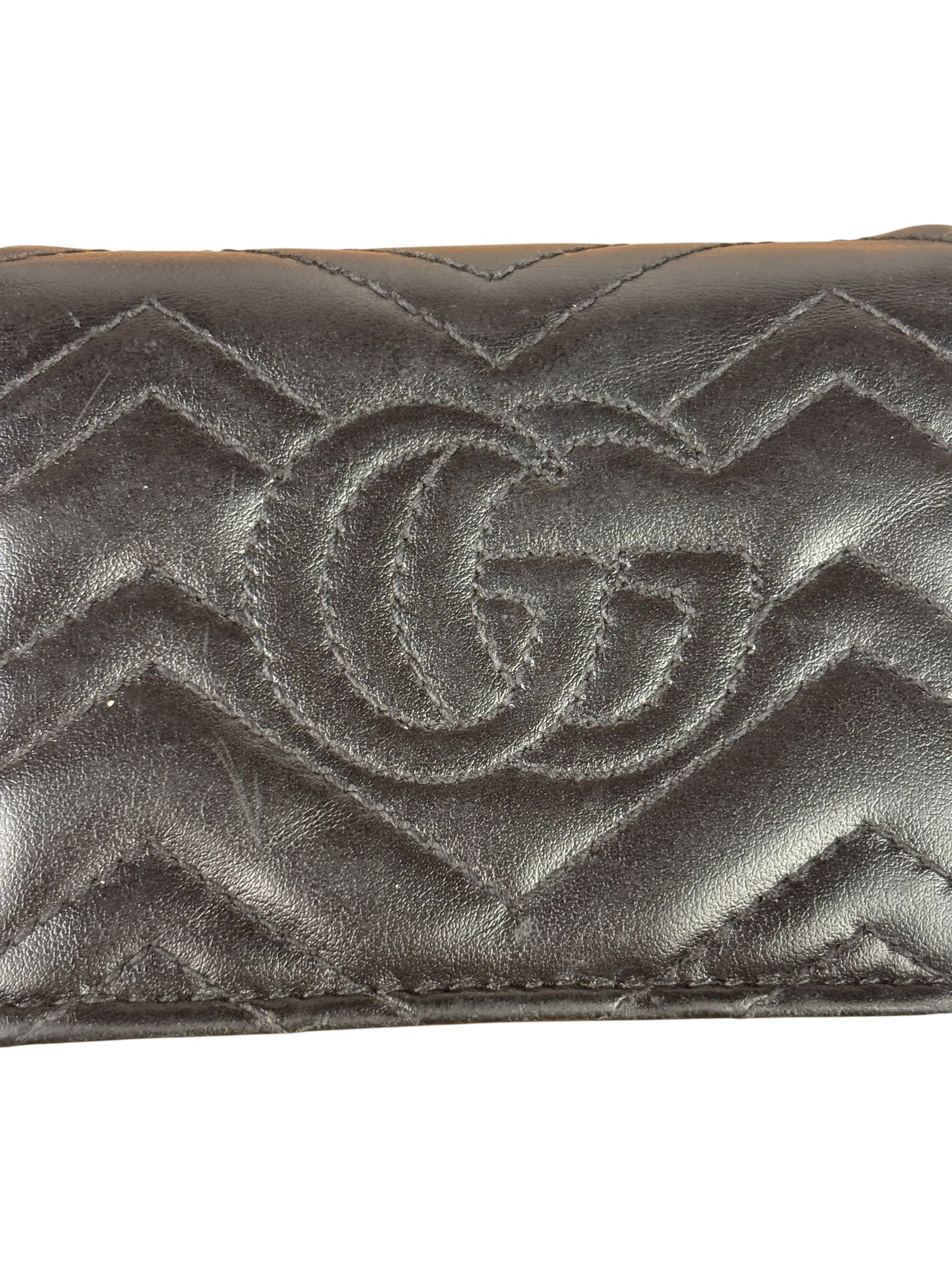 Gucci Black Leather Marmont Card Case Wallet