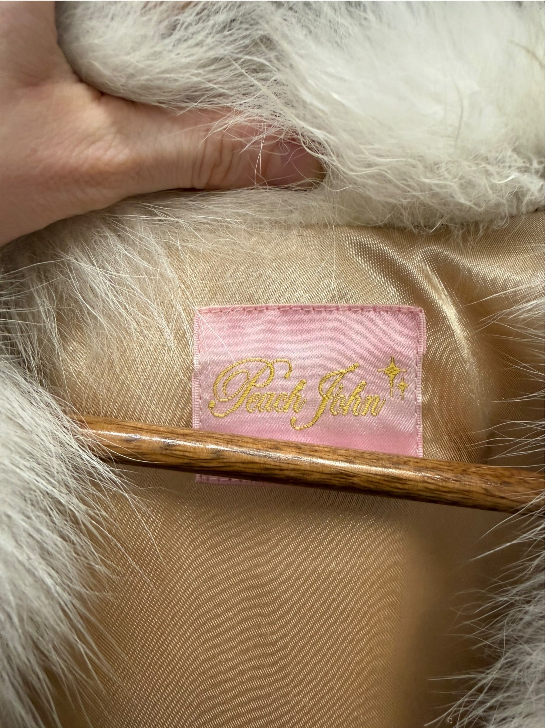 Vintage Peach John Light Ivory Tones Satin Lining Fur Coat