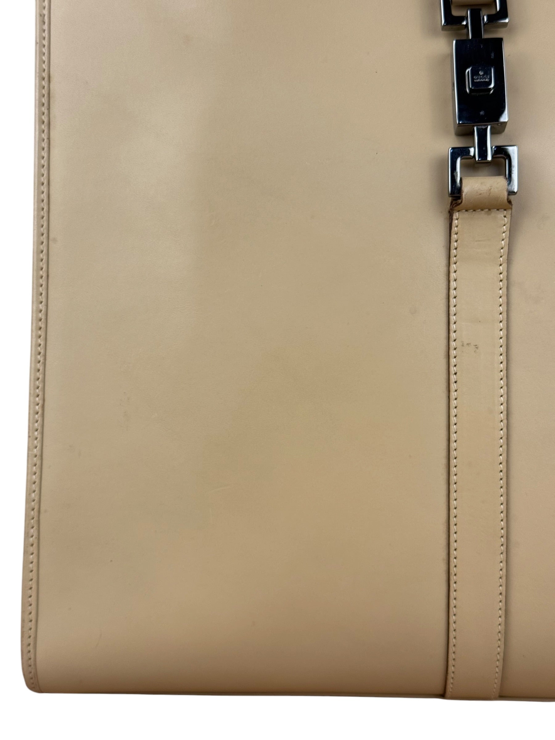 Gucci Vintage Beige Leather Jackie Tote Bag