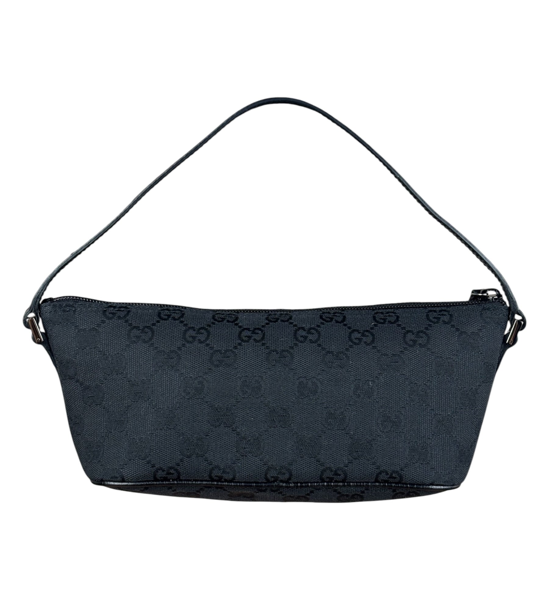 Gucci GG Vintage Black Canvas Monogram Boat Pochette