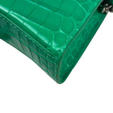 Balenciaga Green Crocodile Embossed Hourglass Wallet On Chain