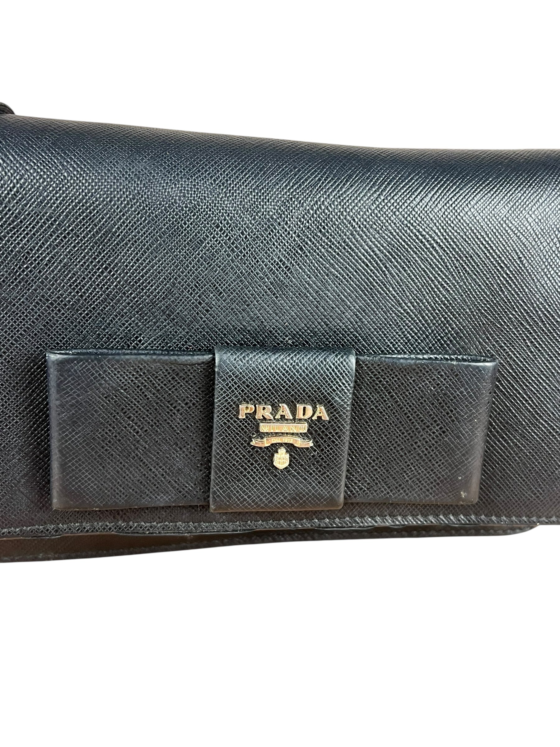 Prada Saffiano Lux Bow Crossbody Wallet