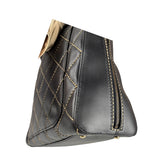 Chanel Vintage Black Leather Wild Stitch Bowler Handbag 2001