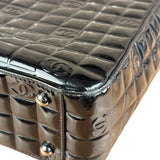 Chanel Vintage Black Patent Leather Chocolate Bar Pyramidal Tote Bag 2002