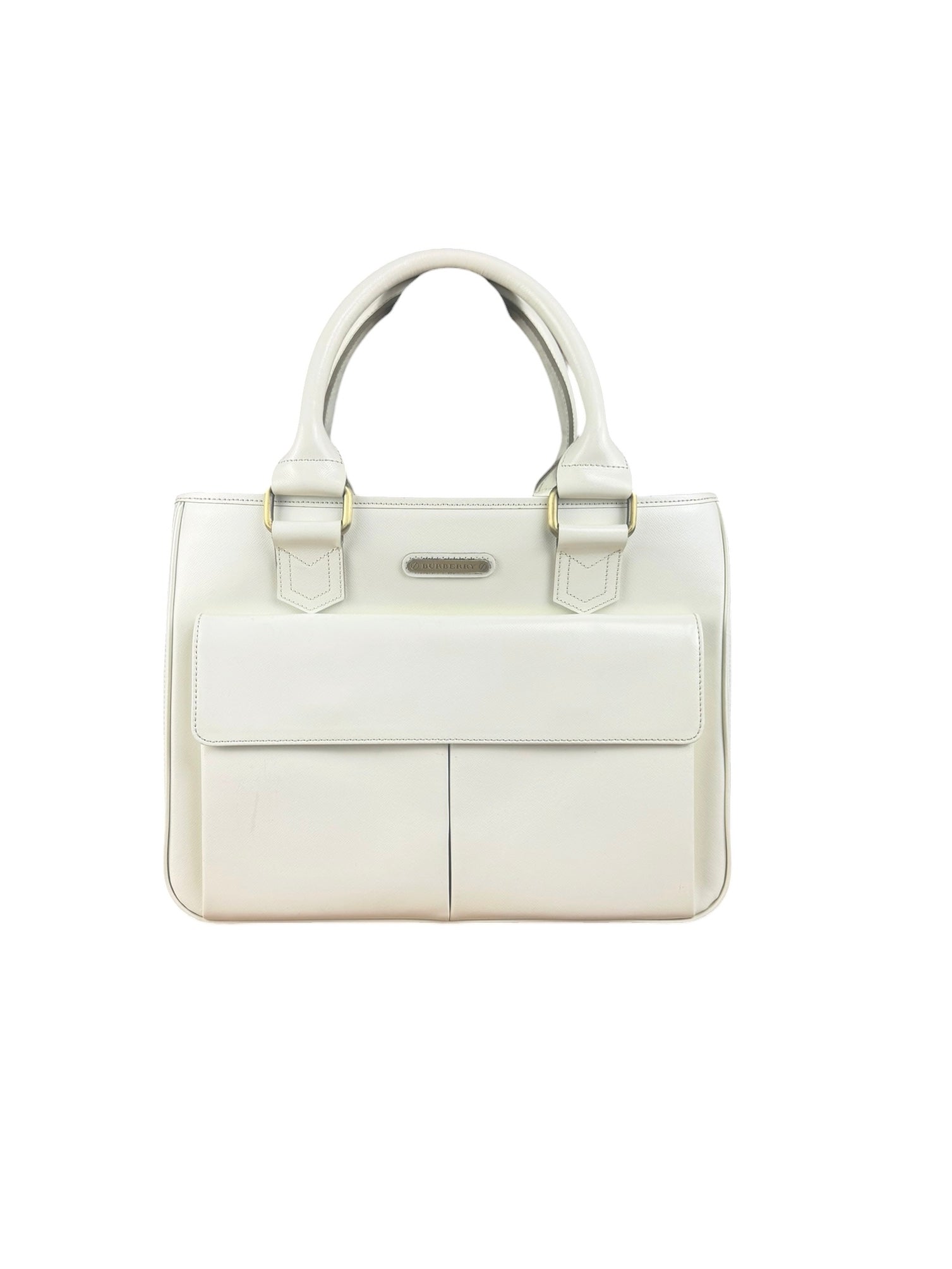 Burberry White Leather Multi-Pocket Handbag
