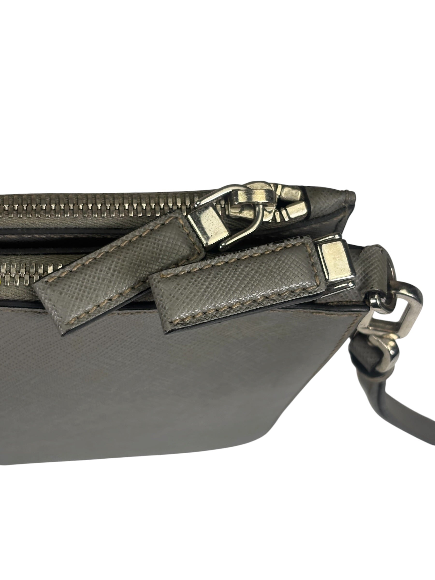 Prada Grey Saffiano Leather Pouch