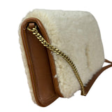Saint Laurent Shearling/Leather Mini Flap Shoulder Bag
