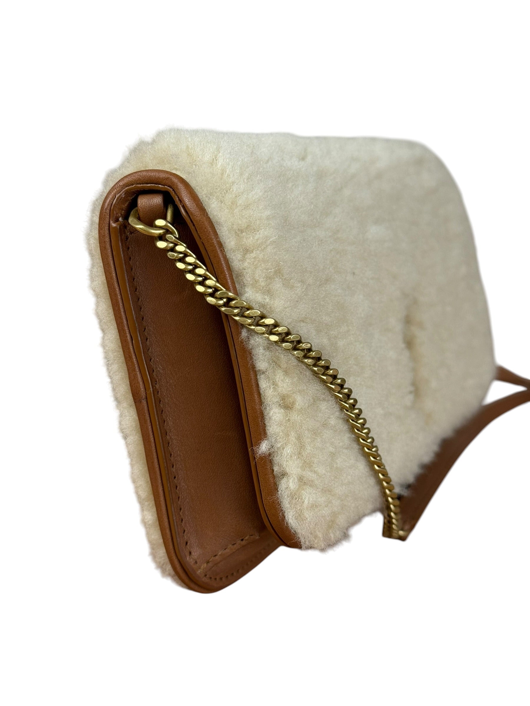 Saint Laurent Shearling/Leather Mini Flap Shoulder Bag