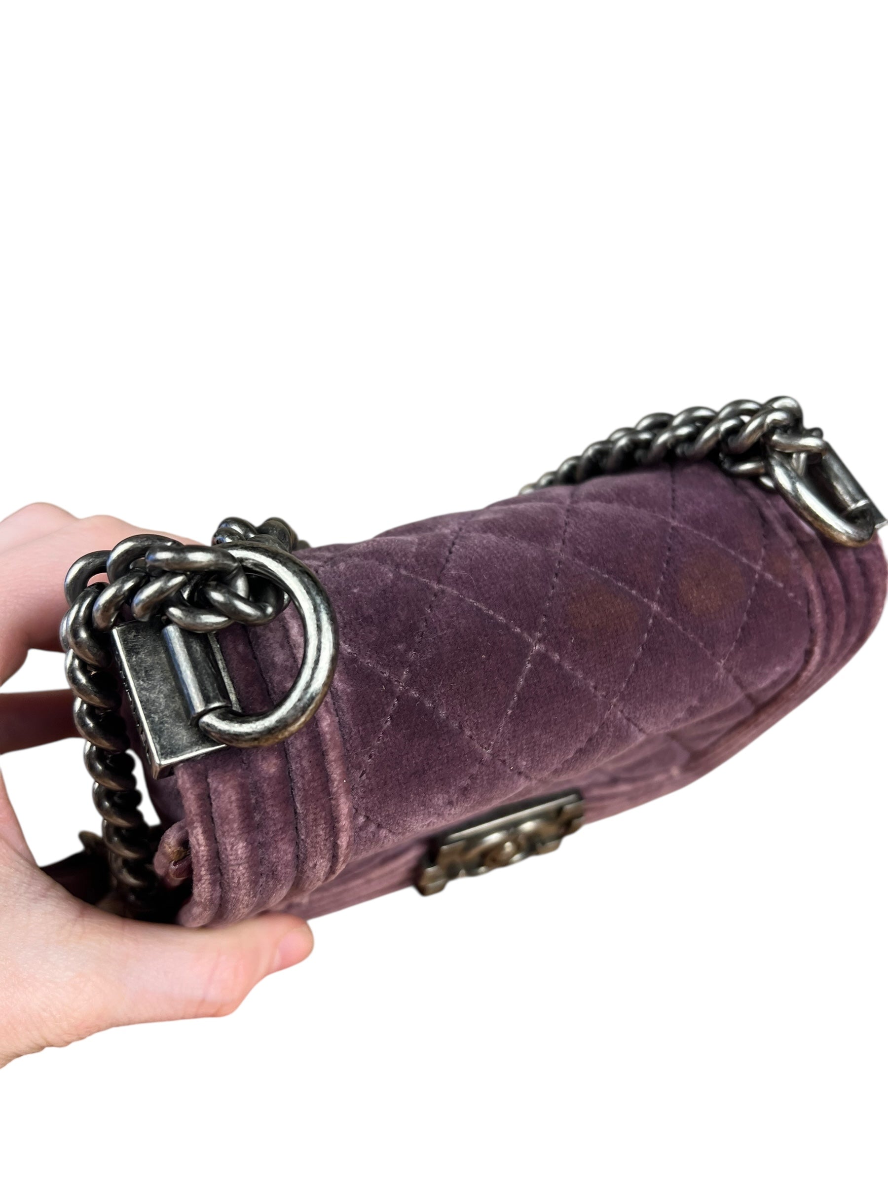 Chanel Purple Velvet Mini Boy Bag 2013