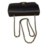 Chanel Black Satin Chocolate Bar Mini Chain Flap Bag 2010