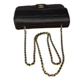 Chanel Black Satin Chocolate Bar Mini Chain Flap Bag 2010