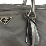 Prada Black Leather Tessuto Nylon Bowler Bag