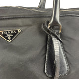 Prada Black Leather Tessuto Nylon Bowler Bag