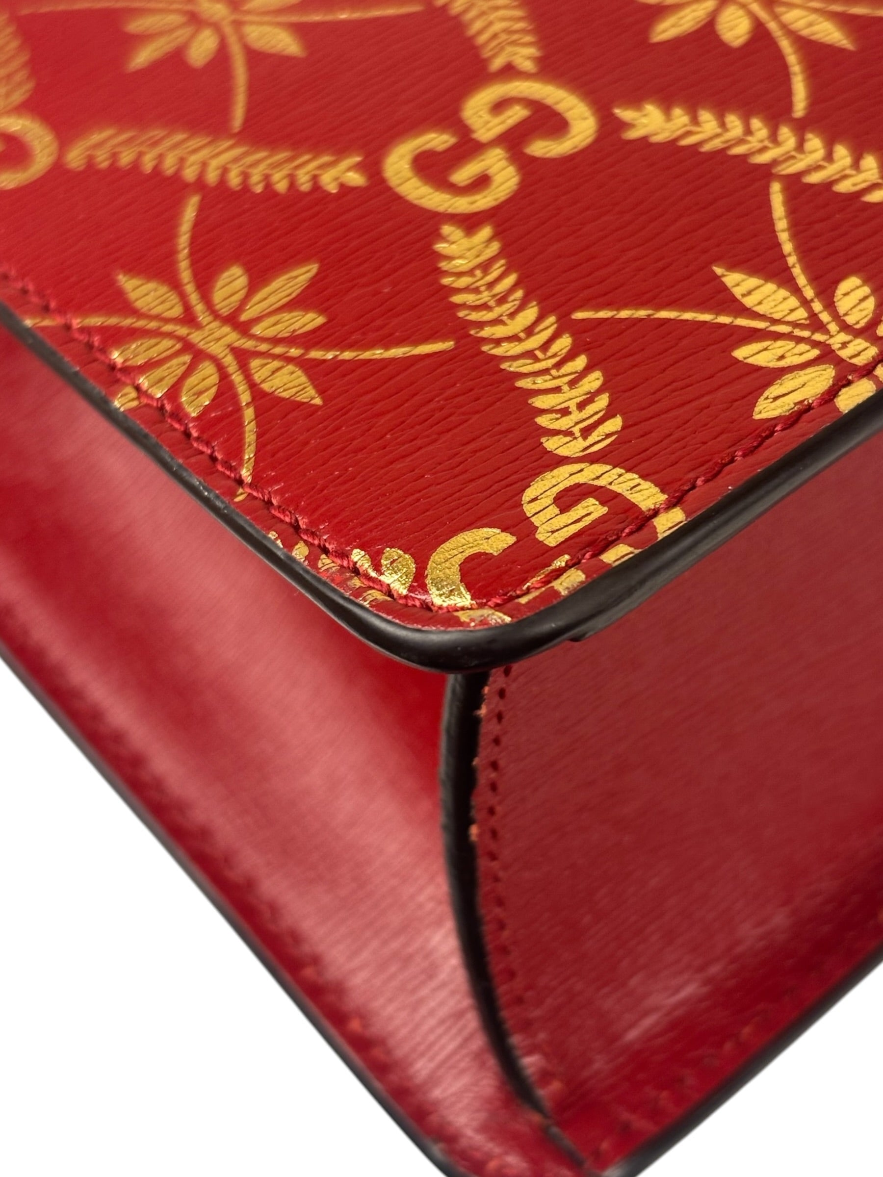 Gucci Red Leather Sylvie Chain Shoulder Bag