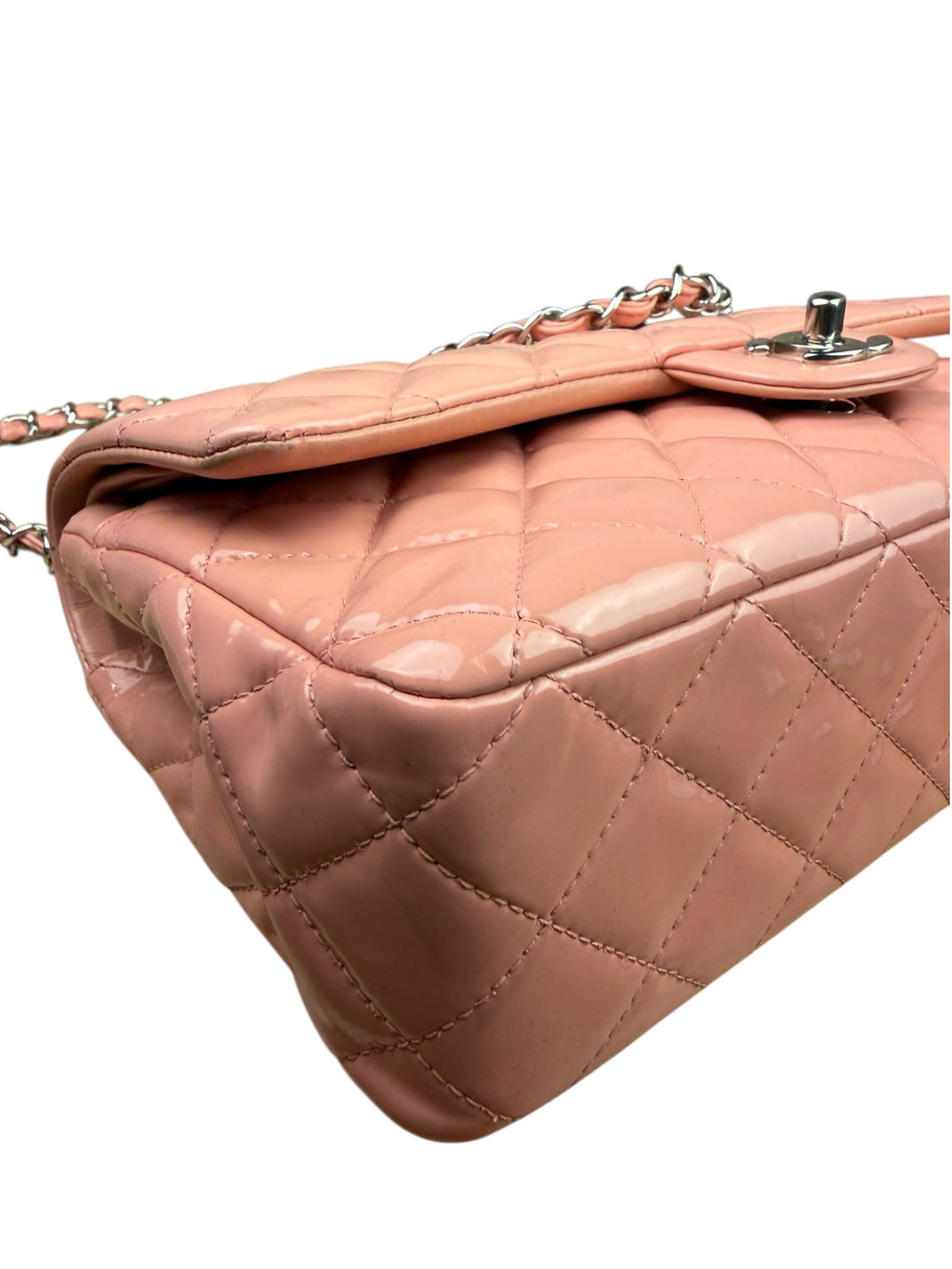 Chanel Baby Pink Quilted M Double Patent Flap 2013