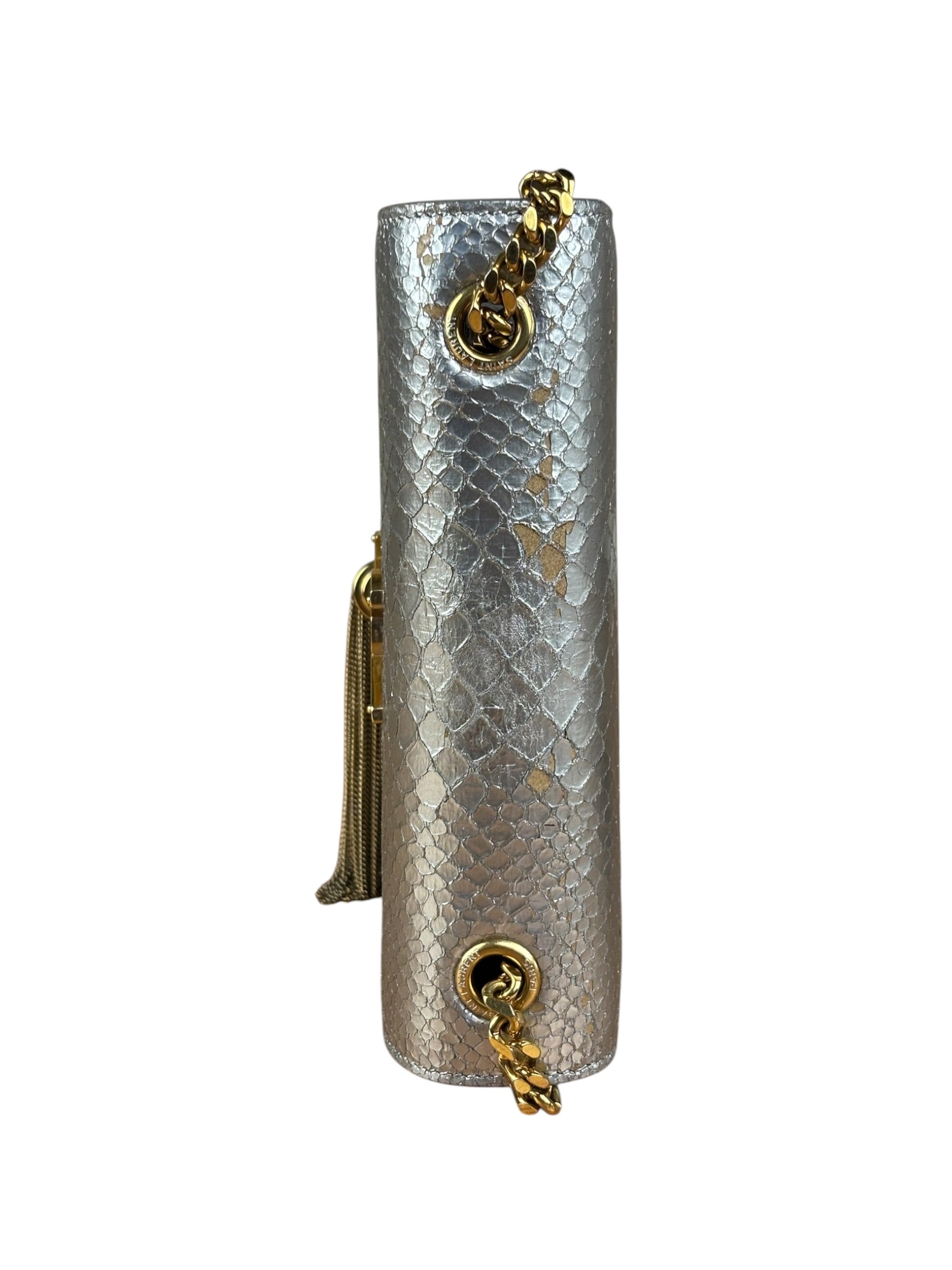 Yves Saint Laurent Metallic Silver Leather Kate Small Tassel Shoulder Bag
