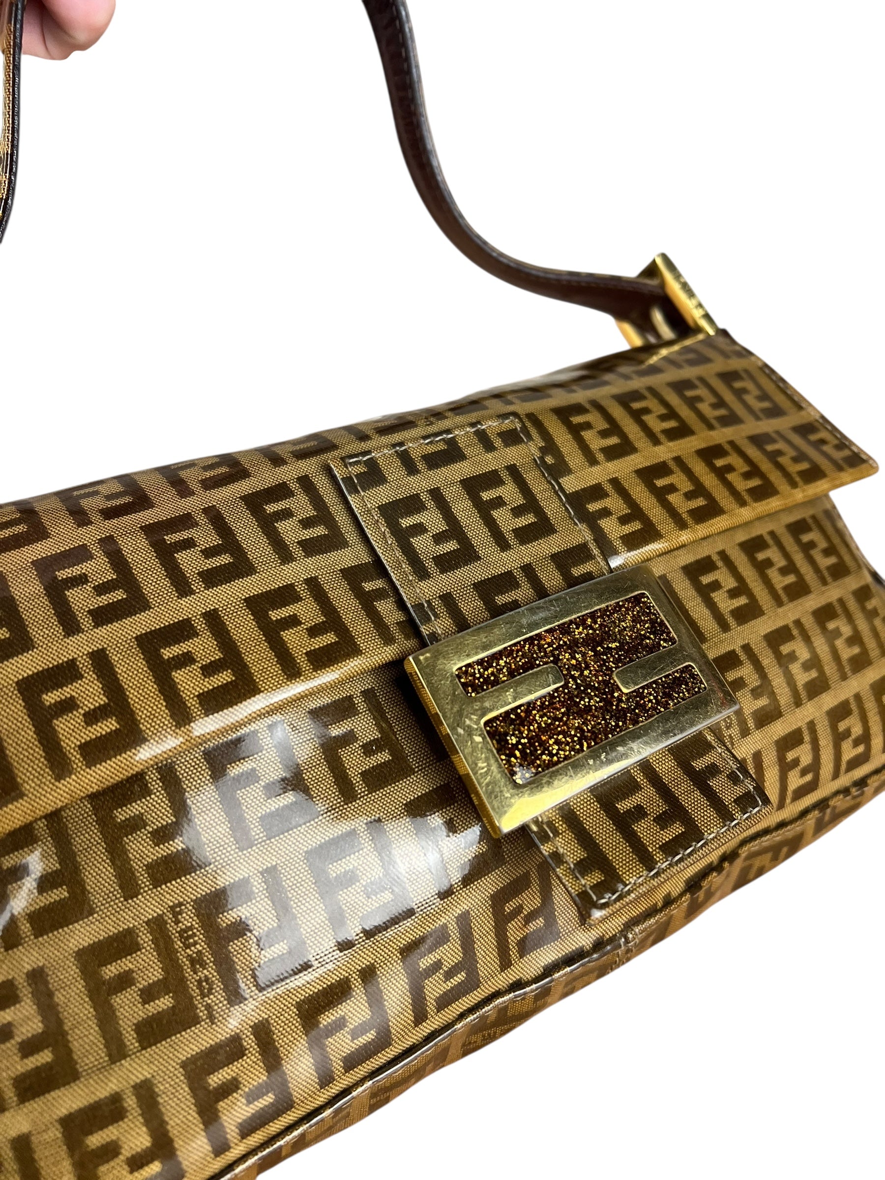 Fendi FF Sequin PVC Coated Canvas Baguette