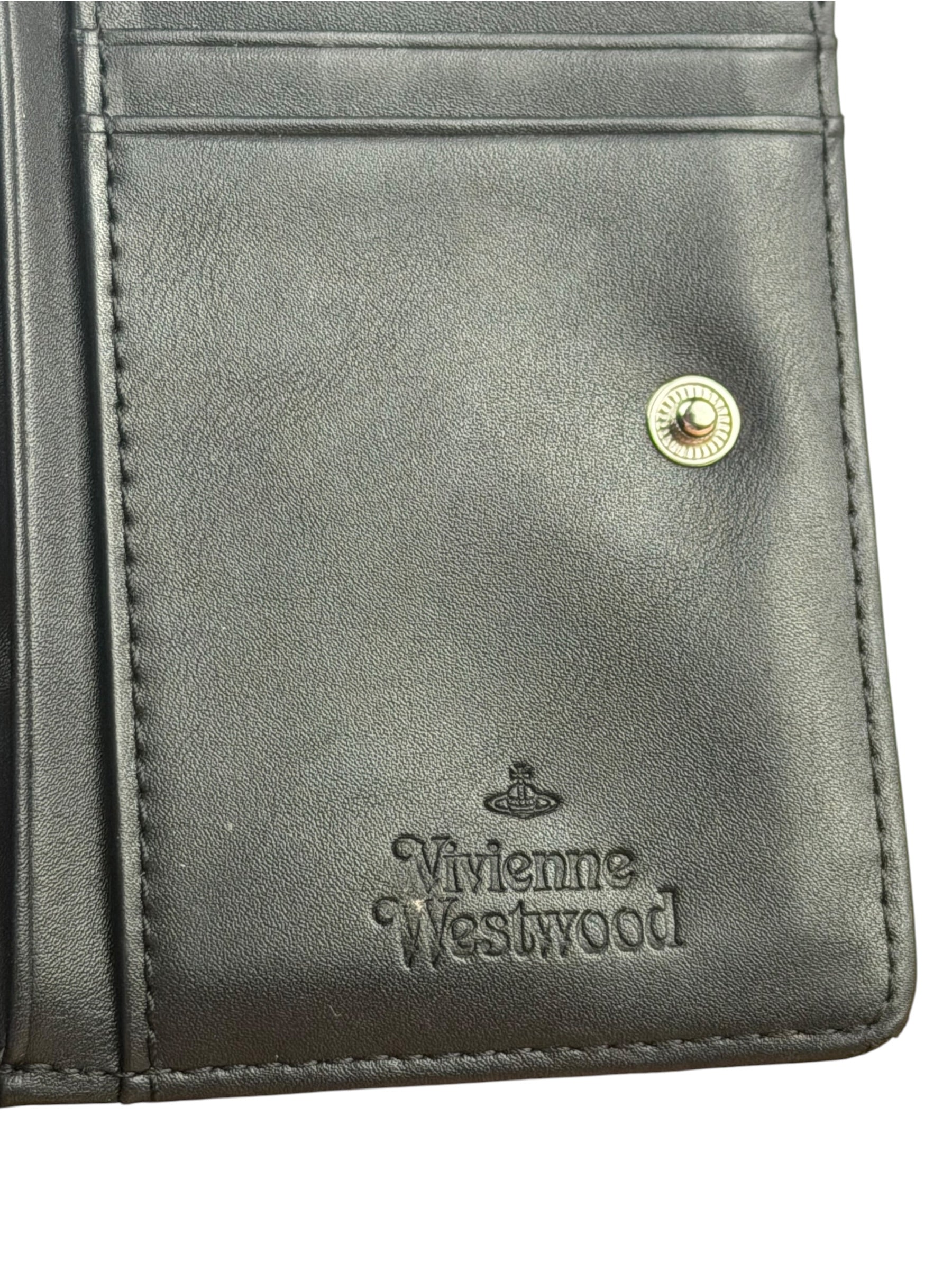 Vivienne Westwood Black Compact Bi-Fold/Kiss Lock Annie Wallet