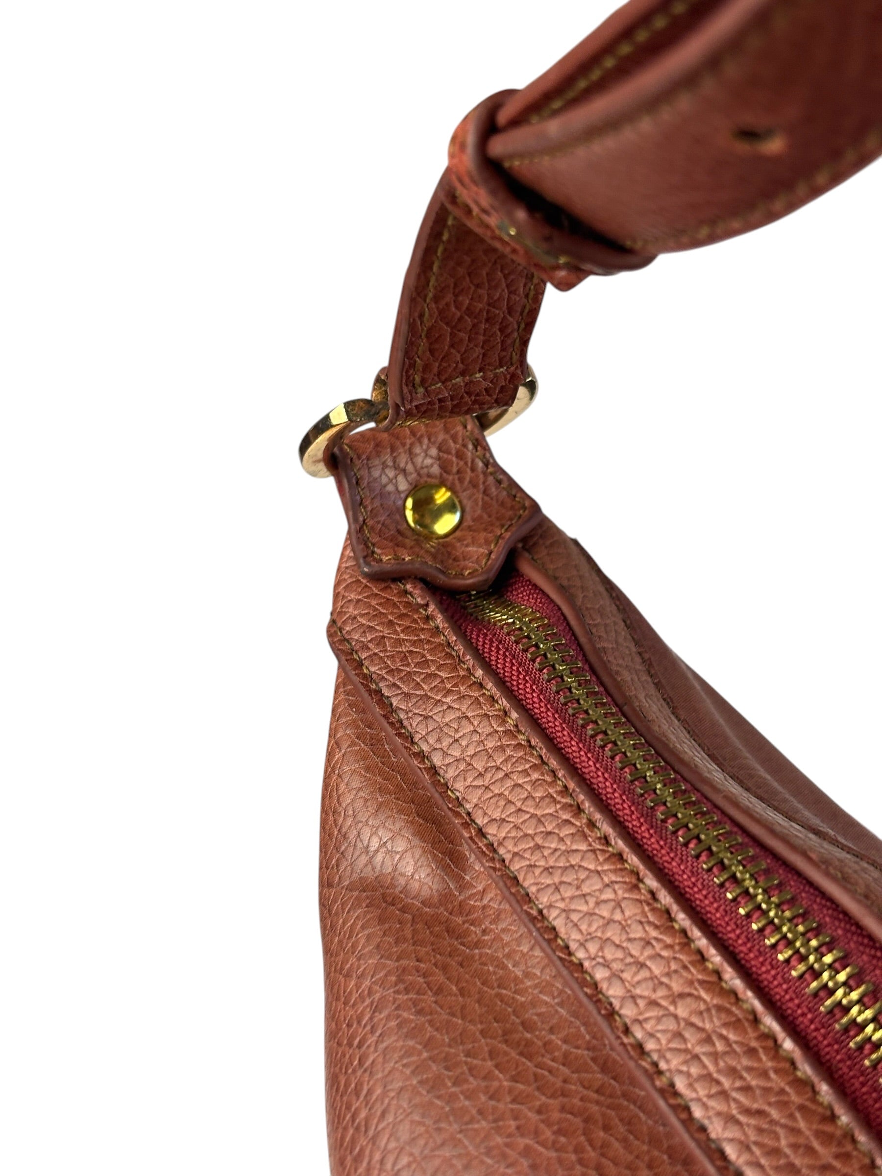 Vivienne Westwood Tan Brown Leather Perforated Orb Logo Shoulder Bag