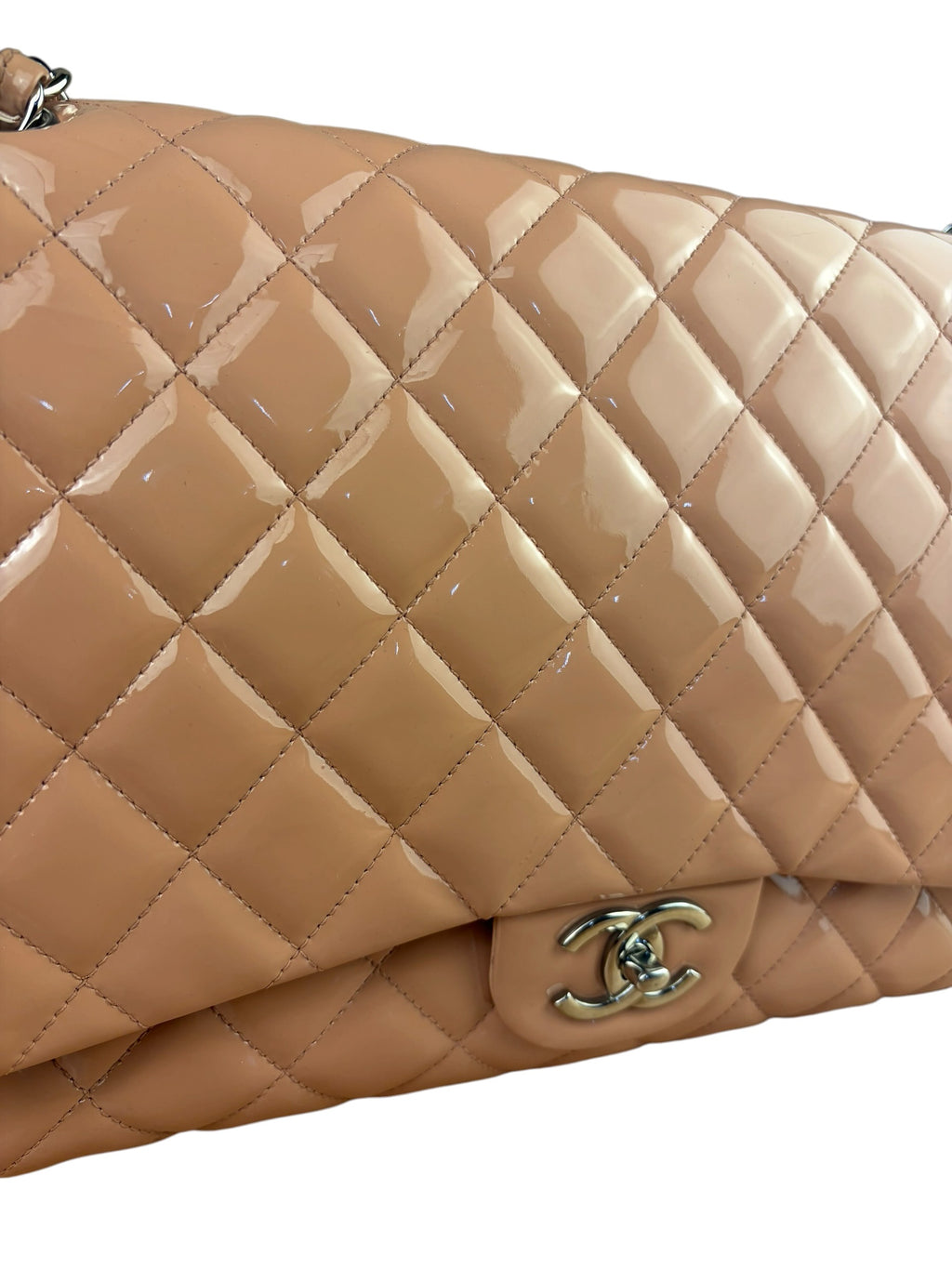 Chanel Patent Nude Quilted Jumbo Flap 2011