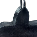 Salvatore Ferragamo Black Rabbit Fur Leather Trim Shoulder Bag
