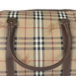 Burberry Beige/Brown Leather House Check Boston Bag